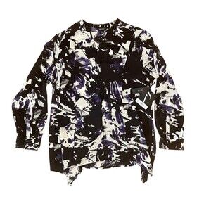 Simply Vera Vera Wang | NWT Petite Purple, Black, & White Button Down Top | PXL